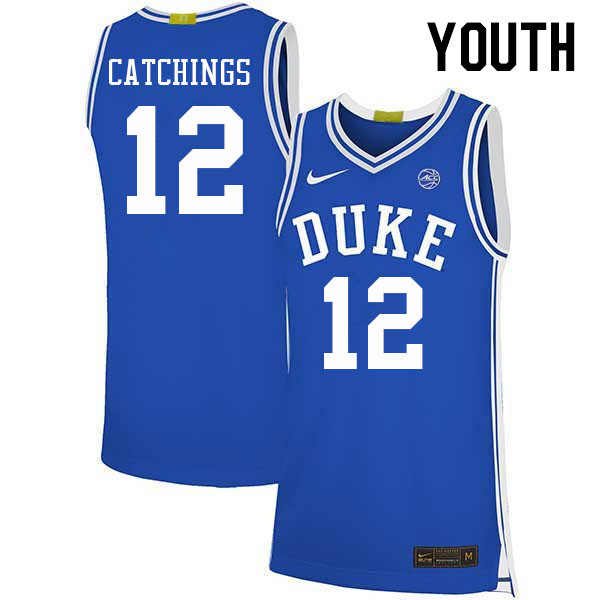 Youth #12 Kale Catchings Duke Blue Devils 2022-23 College Stitched Basketball Jerseys Sale-Blue